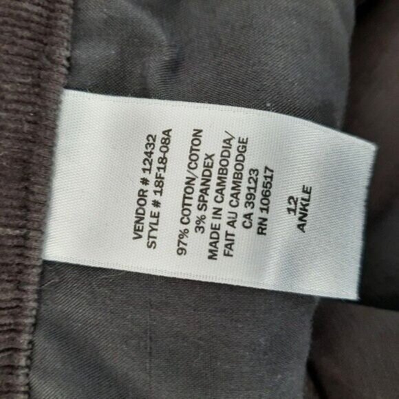 NORTHERN REFLECTIONS Essential Slim Ankle Corduroy Pants Sz 12 - Picture 10 of 10